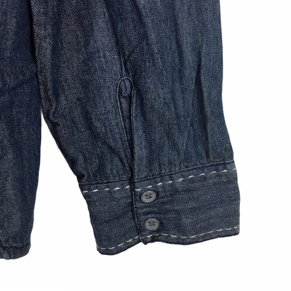 Chambray Shirt NINE WEST Button Up Long Sleeve Minimalist 100% Cotton Size Large - Picture 10 of 12